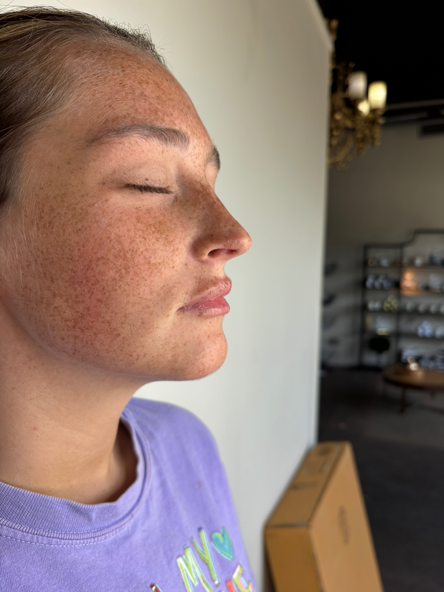 Client right profile before powder brows